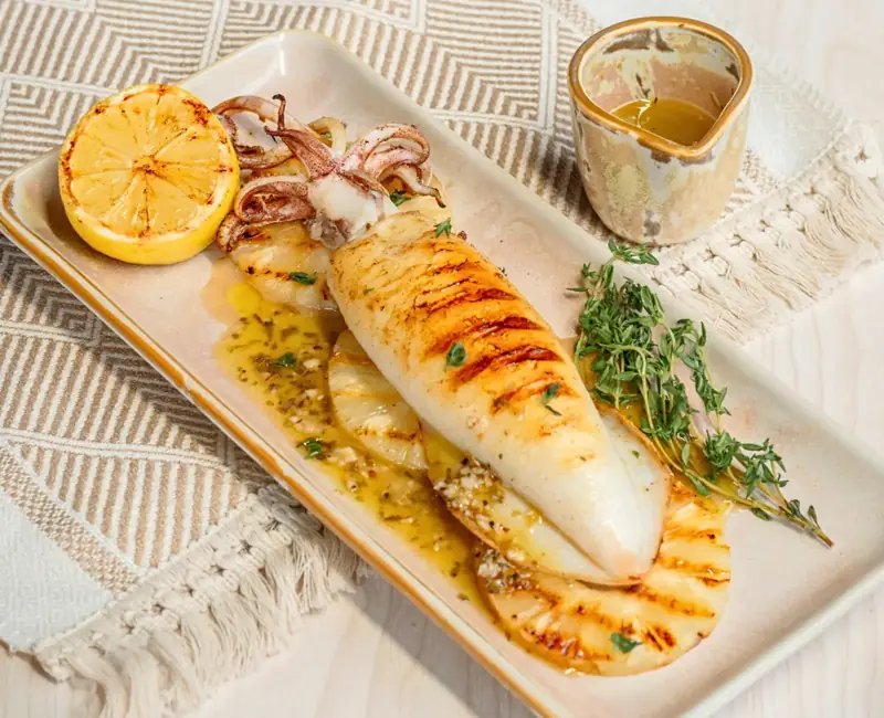 Grilled Squid Greek-style at JUZE Koh Samui