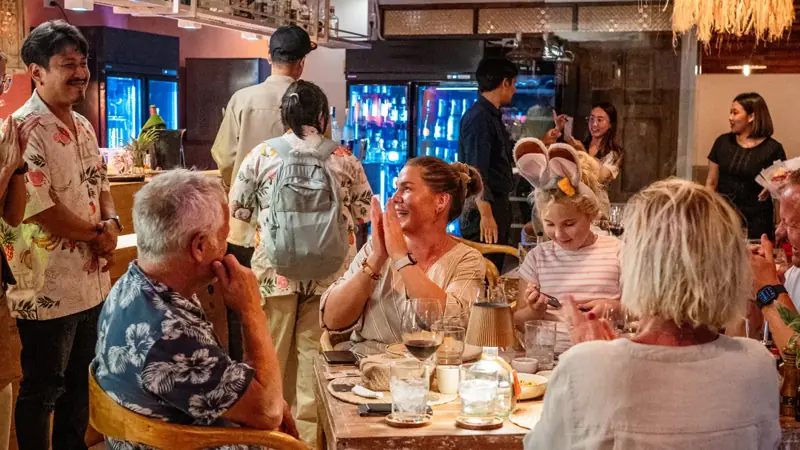 Busy dining room at JUZE